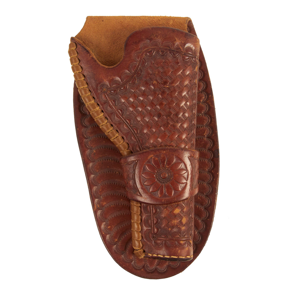 Original Late 19th Century U.S. Tooled Leather Open Top Holster by Al Furstnow of Miles City, Montana Original Items