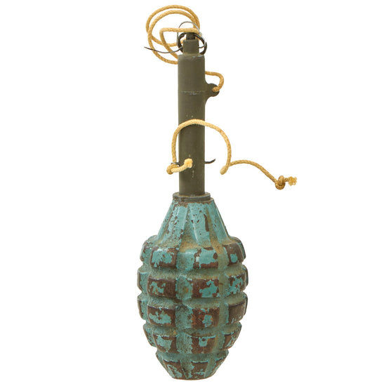 Original U.S. WWII Era Inert MkII M21 Practice Pineapple Grenade With Demilitarized M1 Firing Device Release Original Items