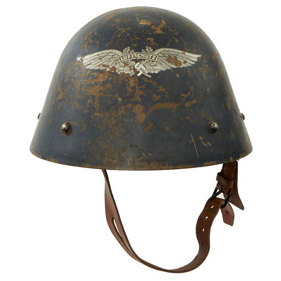 Original Rare Czech WWII Vz32 / M32 "Egg-Shell" Steel Helmet Converted for Luftschutz Use - Dated 1935 Original Items