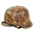 Original German WWII Post War Camo Repaint M35 Single Decal Luftwaffe Helmet with 57cm Liner & L.B.A. Marked Chinstrap - Size 64 Shell Original Items