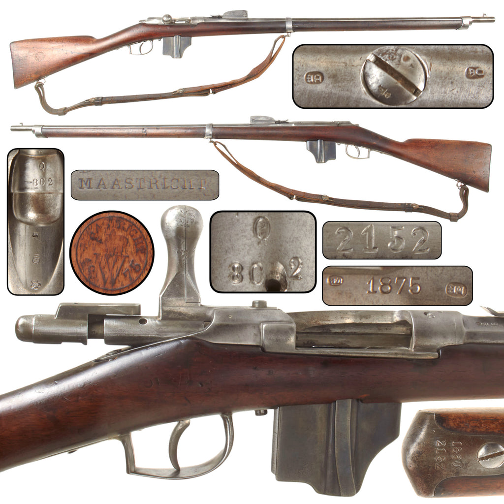 Original Dutch Beaumont-Vitali Model 1871/88 11mm Bolt Action Magazine Rifle by P. Stevens of Maastricht with Sling, Dated 1875 and 1890, Serial No. 2152