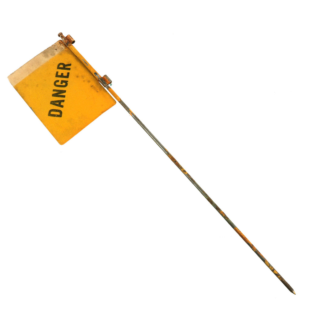 Original U.S. WWII DANGER Mine Field Marker Kit Flag Set with Carry Ca