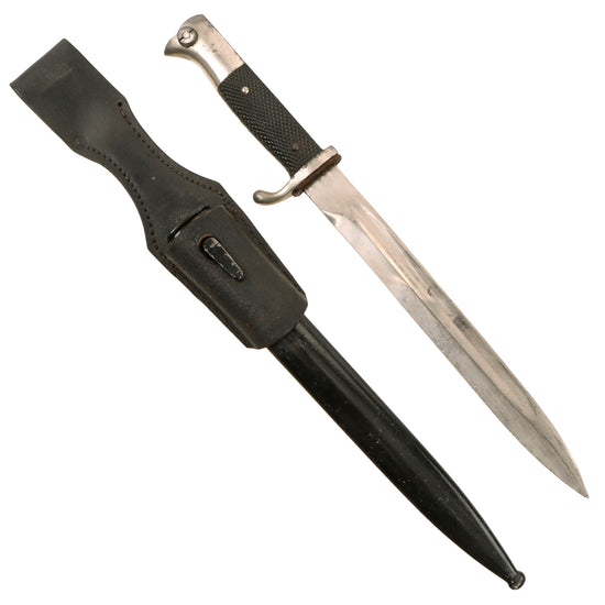 Original German WWII Heer 98k Rifle Long Dress Bayonet by ALCOSO of Solingen with Scabbard and Frog