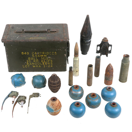 Original U.S. WWII to Vietnam War Era Inert M69 Practice Grenade Lot Featuring M30 Practice Grenade, M21 Practice Pineapple Grenade and More - 18 Items Original Items