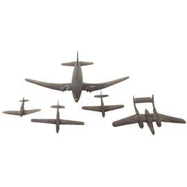 Original U.S. WWII American and British Recognition Model Airplanes by Cruver - C-46, Spitfire, P-61, P-63, Hotspur - Five Total