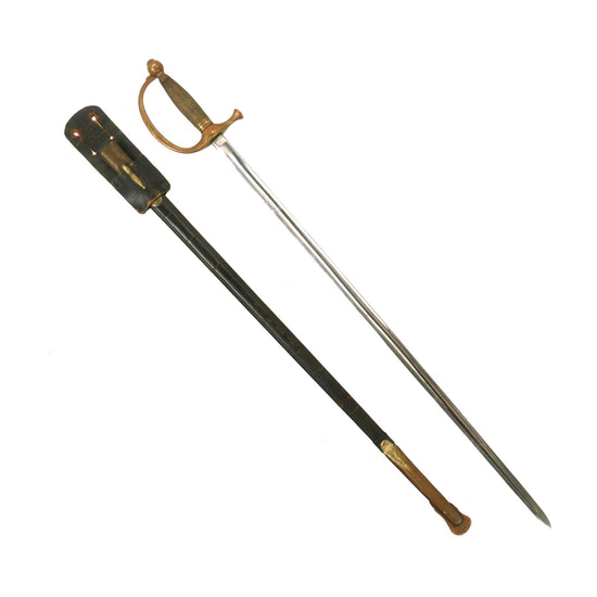 Original U.S. Civil War M-1840 Musicians Sword by Ames Mfg. Co. with Scabbard and Leather Belt Frog - Dated 1864 Original Items