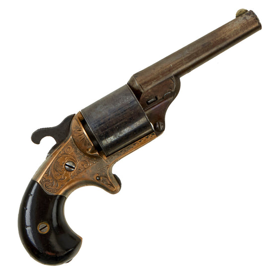 Original U.S. Civil War Era National Arms Co. Teat Fire .32 Cal Brass Frame Engraved Revolver - Serial 20553 - All Matching Original Items