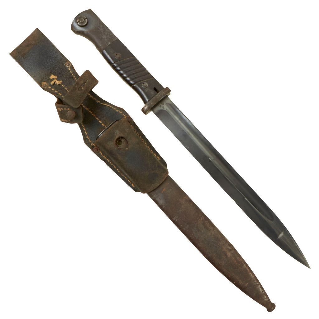 Original German WWII 98k 1939 dated Bayonet by Richard A. Herder with Scabbard & Frog - Very Low Matching Serial 95 F Original Items