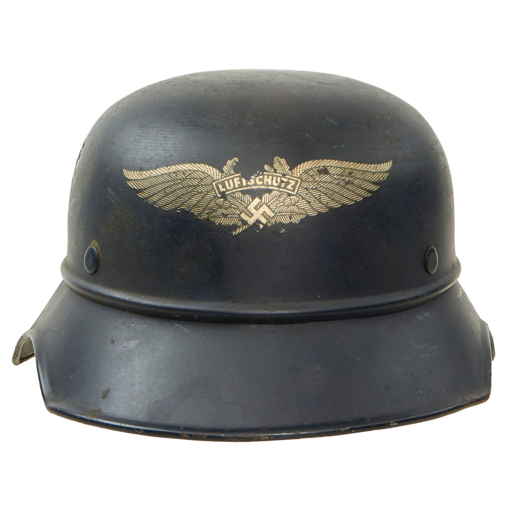 Original German WWII M38 Luftschutz Beaded Gladiator Air Defense Helmet with 57cm Liner - dated 1938 Original Items