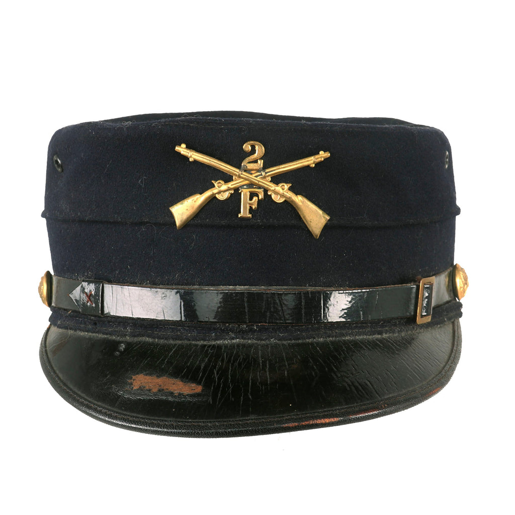 Original U.S. Spanish American War Army 2nd Infantry Regiment M1895 Forage Cap - Fought at Santiago & Philippine Insurrection Original Items
