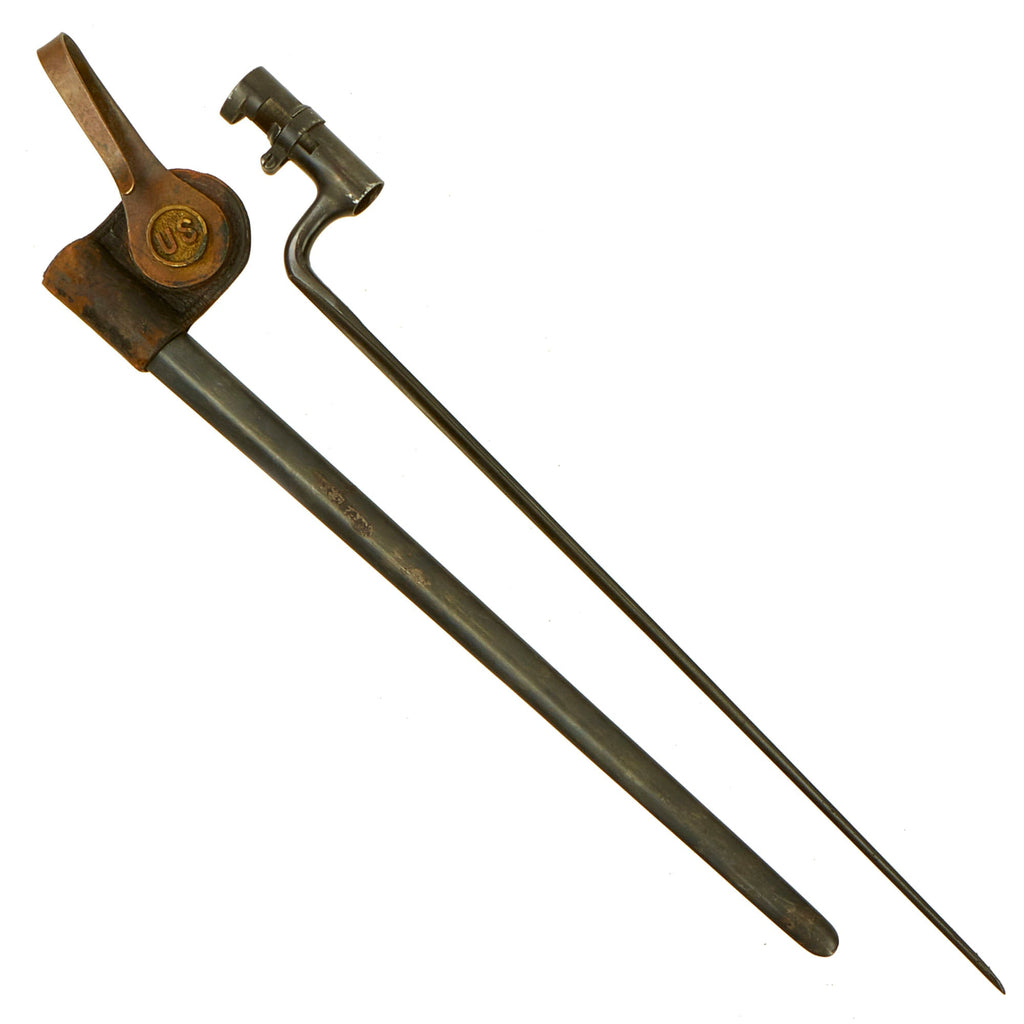 Original U.S. Springfield Trapdoor M1873 Rifle Socket Bayonet with U.S. Scabbard Original Items