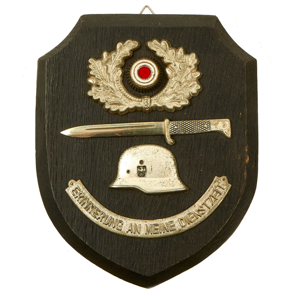 Original German WWII Heer Army "In Memory of my Service" Wooden Plaque with Attached Insignia Original Items
