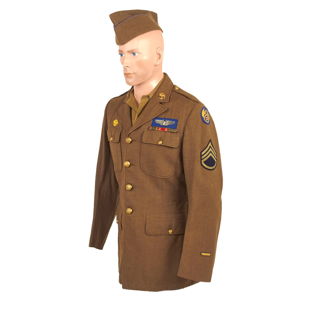 Original U.S. WWII Named Class-A Uniform Set With Cap for 8th Army Air International Military Antiques Original U.S. WWII Named Class-A Uniform Set With Cap for 8th Army Air International Military Antiques