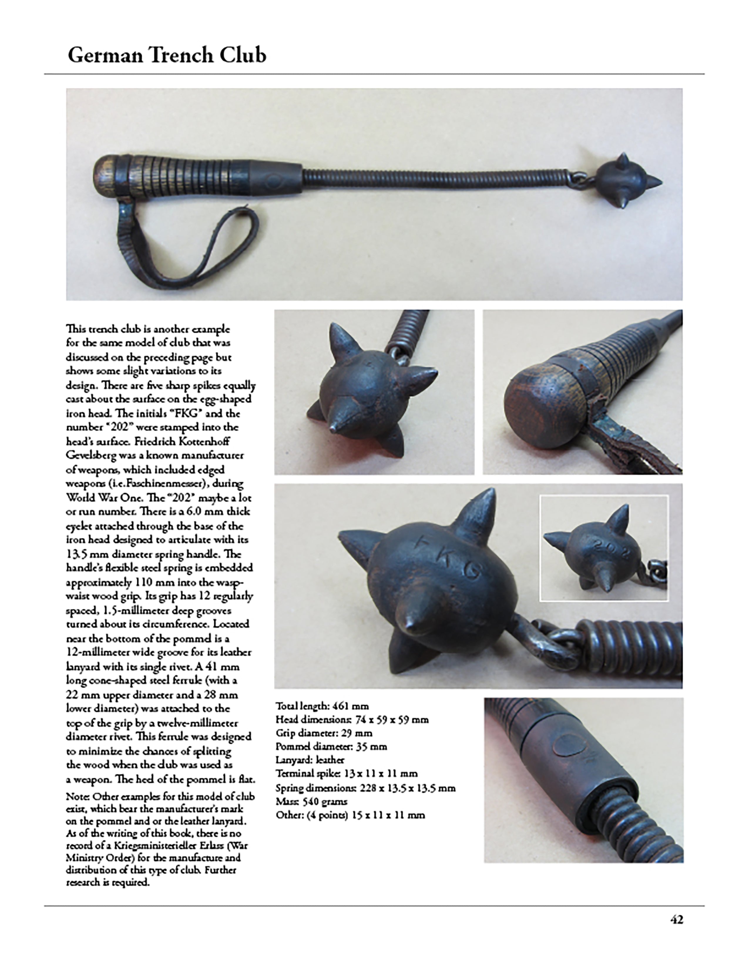 Original German WWI Spring Handle Trench Raiding Mace - Featured in Bo ...