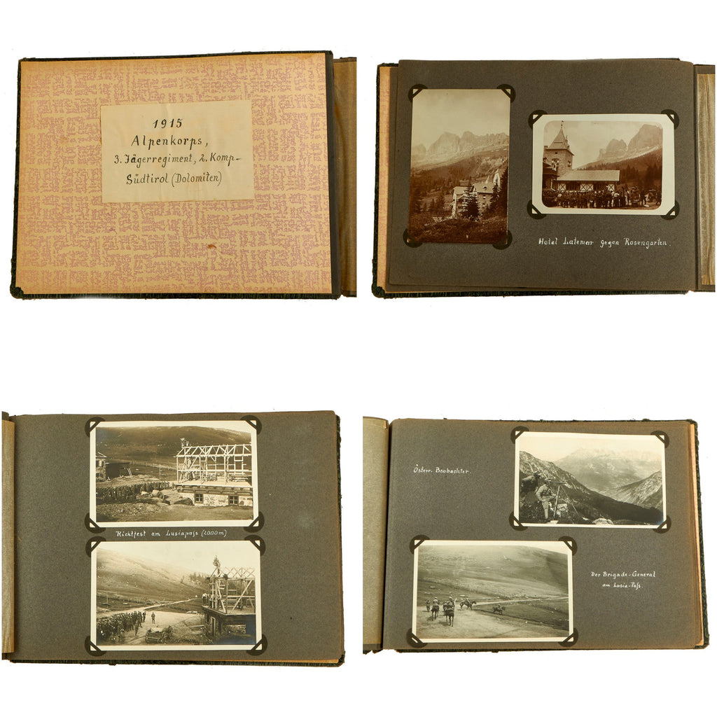 Original Imperial German WWI Austro-Hungarian 3rd Jäger Regiment, 2nd Company 1915 Dated Photo Album From Dolomites Campaign - 81 Photos Original Items