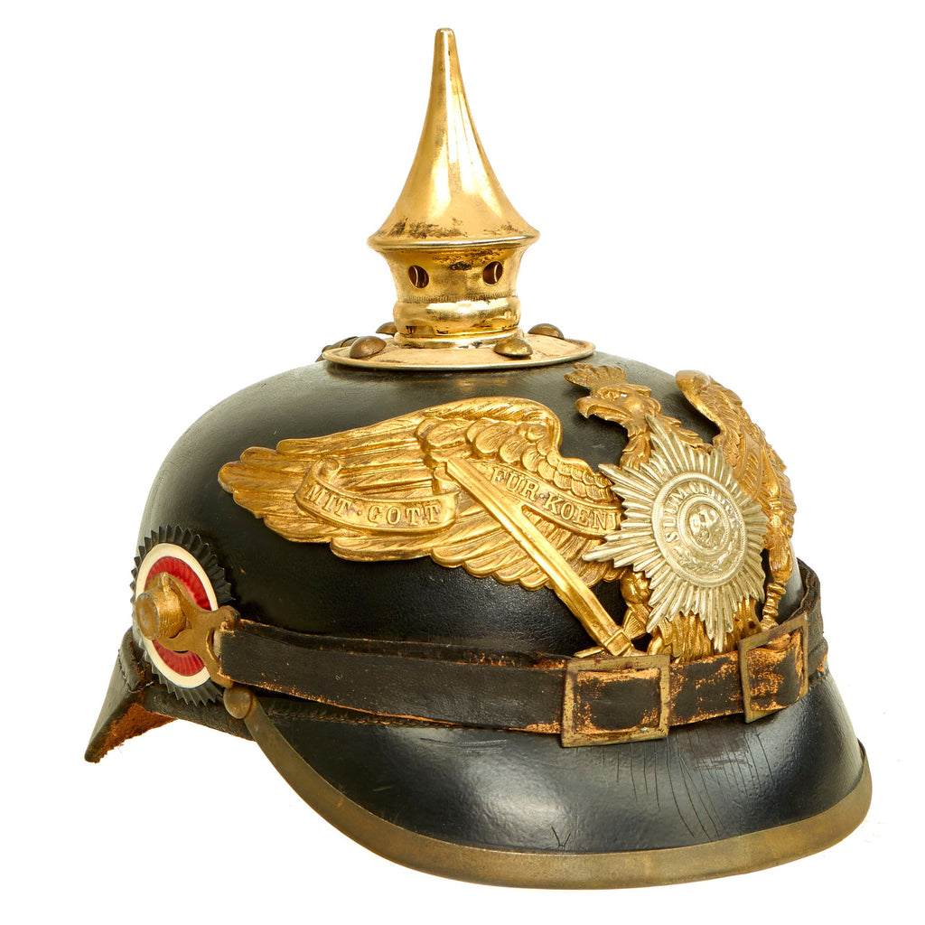 Original German Prussian Transitional M1915 Garde Infantry EM-NCO Pickelhaube Helmet - Dated 1915 Original Items