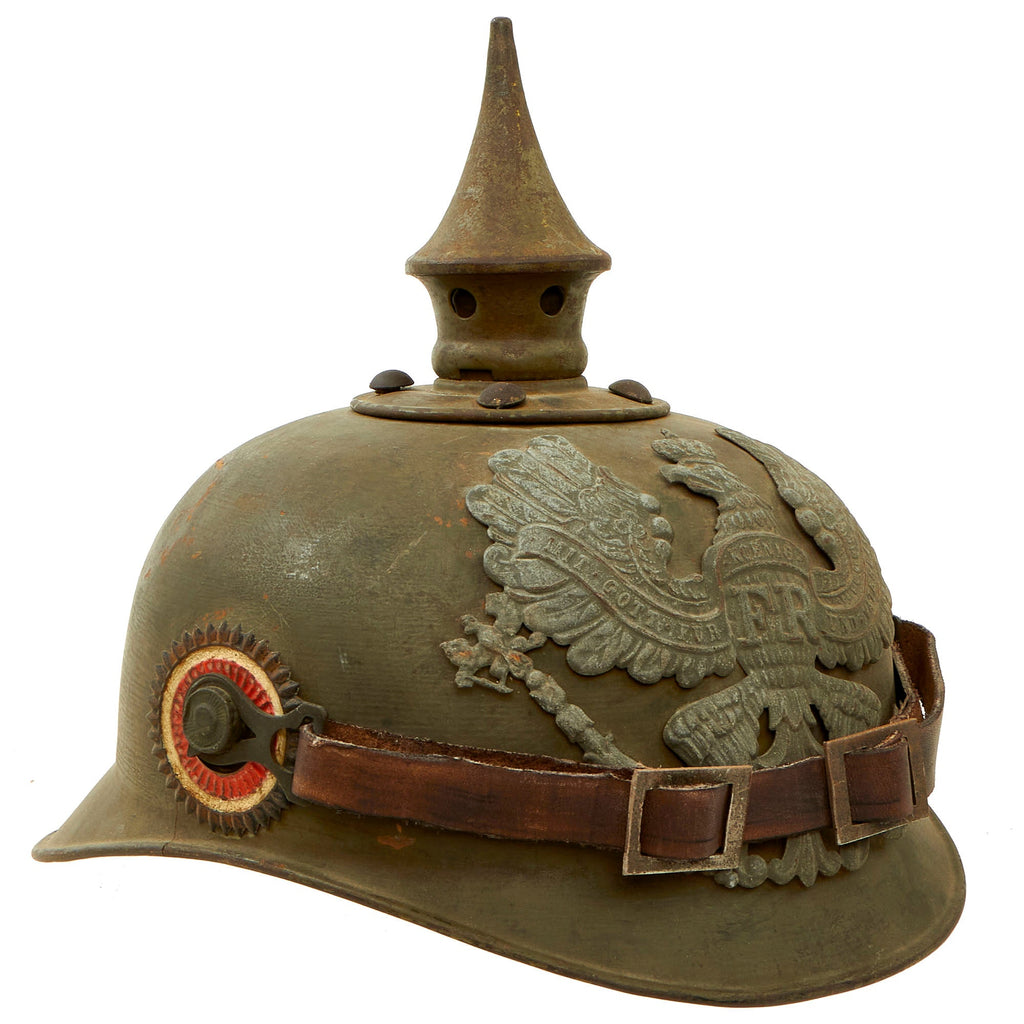 Original Imperial German WWI Prussian Ersatz Stahlblech Steel Pickelhaube by VII Armee-Korps Repair Depot Original Items