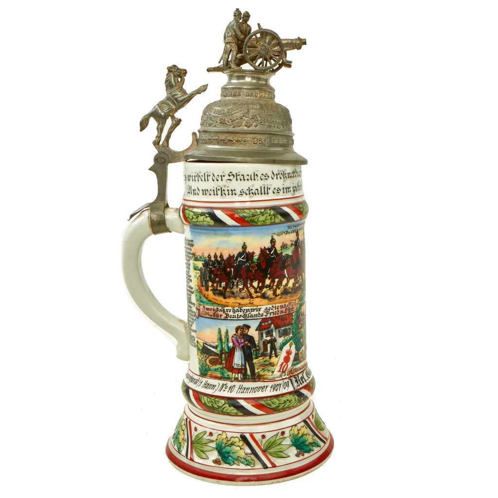Original Imperial German WWI Era 10th (1st Hannover) Field Artillery "von Scharnhorst" Regiment Reservist Beer Stein - dated 1907-1909 Original Items
