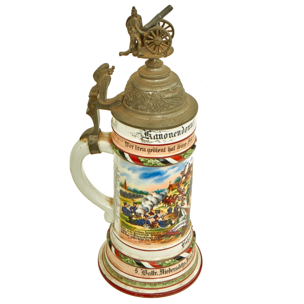 Original Imperial German WWI Era 46th (Lower Saxony) Field Artillery Regiment Beer Stein with Hinged Lid - dated 1904-1906 Original Items