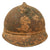 Original French WWI Issue Model 1915 Adrian Helmet Shell with Heavily Worn White Paint with Medic’s Red Crosses & Infantry RF Badge Shadow - Liner & Chinstrap Original Items