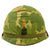 Original U.S. Vietnam War Very Clean M1 Helmet with 1974 Dated Reversible Camouflage Cover With Original Period Applied 1st Sergeant Rank and Liner - Complete Original Items