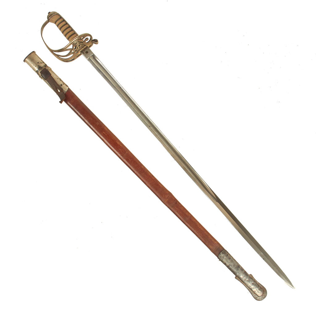 Original British Victorian Era Numbered P-1827 Indian Police Service Officers Dress Sword With Leather Scabbard Original Items