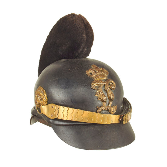 Original 19th Century Bavarian Infantry Model 1864/68 Raupenhelm Cavalry Helmet from the Reign of "Mad King" Ludwig II Original Items
