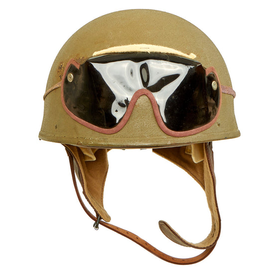 Original Excellent WWII British 1942 Dated MkI Dispatch Rider Helmet by Briggs Motor Bodies Ltd. with Eye Shields - size 6 3/4 Original Items