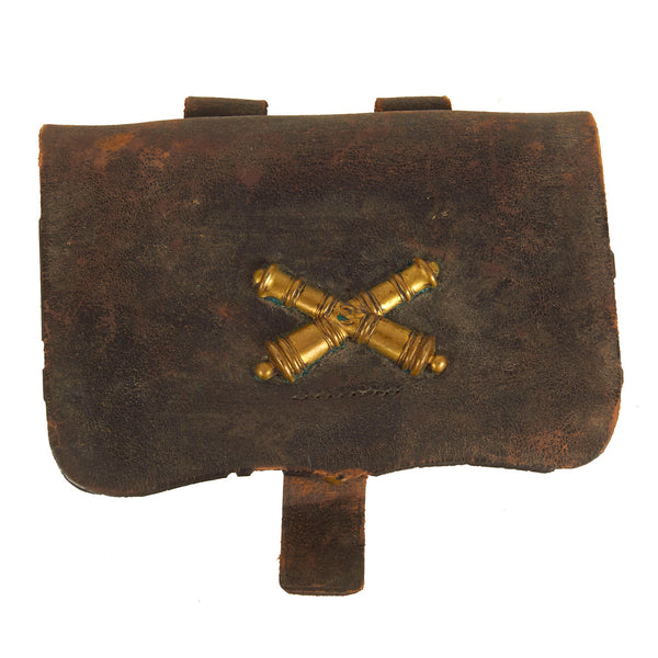 Original U.S. Civil War Pistol Cartridge Box with Period Applied Artil ...