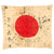 Original Japanese WWII Hand Painted Cloth Good Luck Flag With Temple Stamps and Lots of Signatures - 28" x 31" Original Items