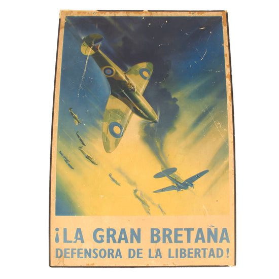 Original British WWII Spanish Version of “Back Them Up” Series Rigid Cardboard Poster for Spanish Distribution - 20” x 30” Original Items