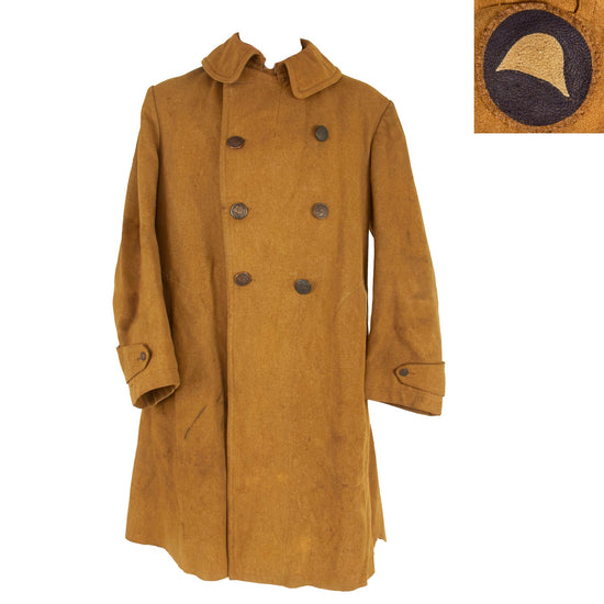 Original U.S. WWI Segregated 93rd Infantry Division Wool Greatcoat With Rare French Chain Stitched Shoulder Sleeve Insignia Original Items