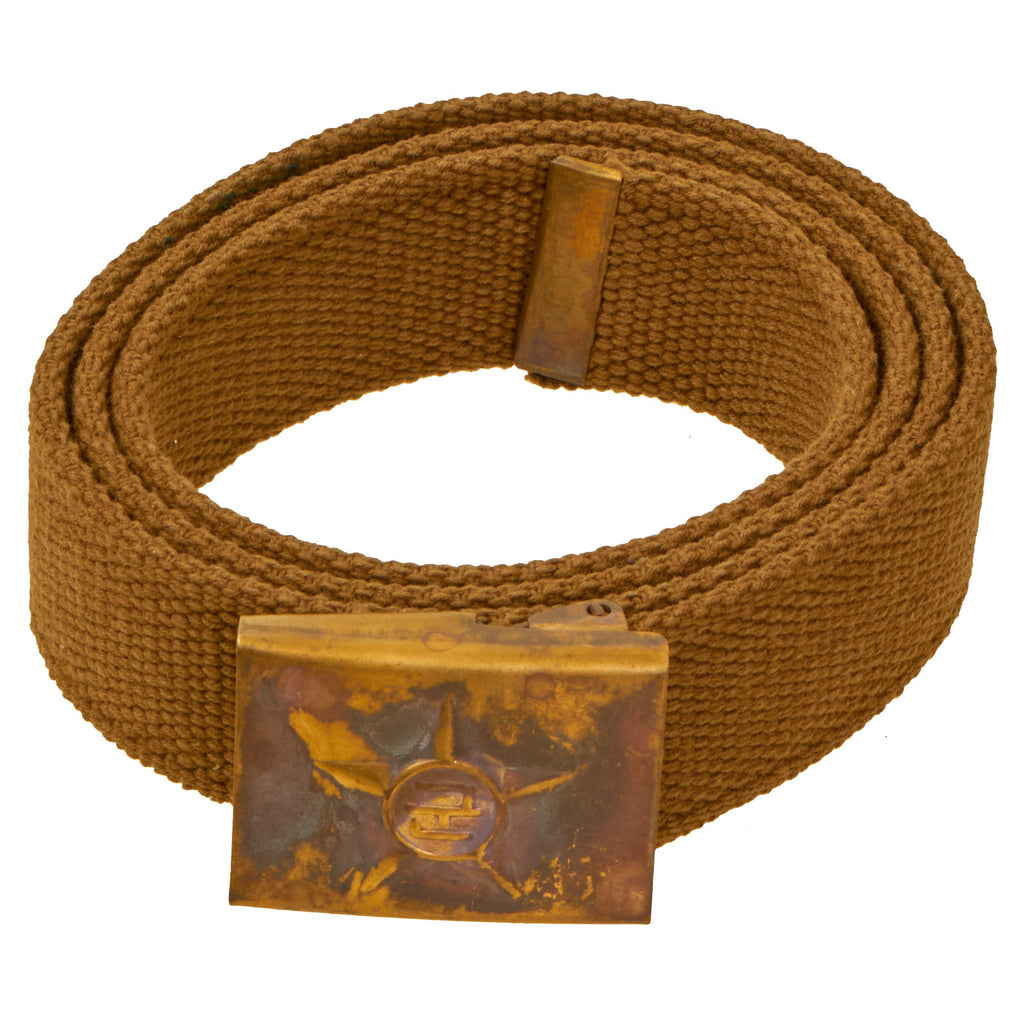 Original U.S. Korean War 1952 Dated Korean People's Army Ground Force Uniform Web Belt With Buckle Original Items