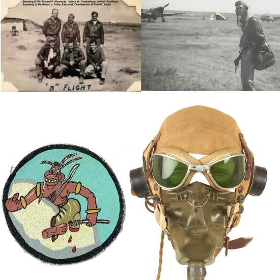 Original U.S. WWII British RAF Type D Flying Helmet With Goggles and Photo of Pilot - Captain Robert John Fuller, 79th Fighter Group, 86th Fighter Squadron Original Items