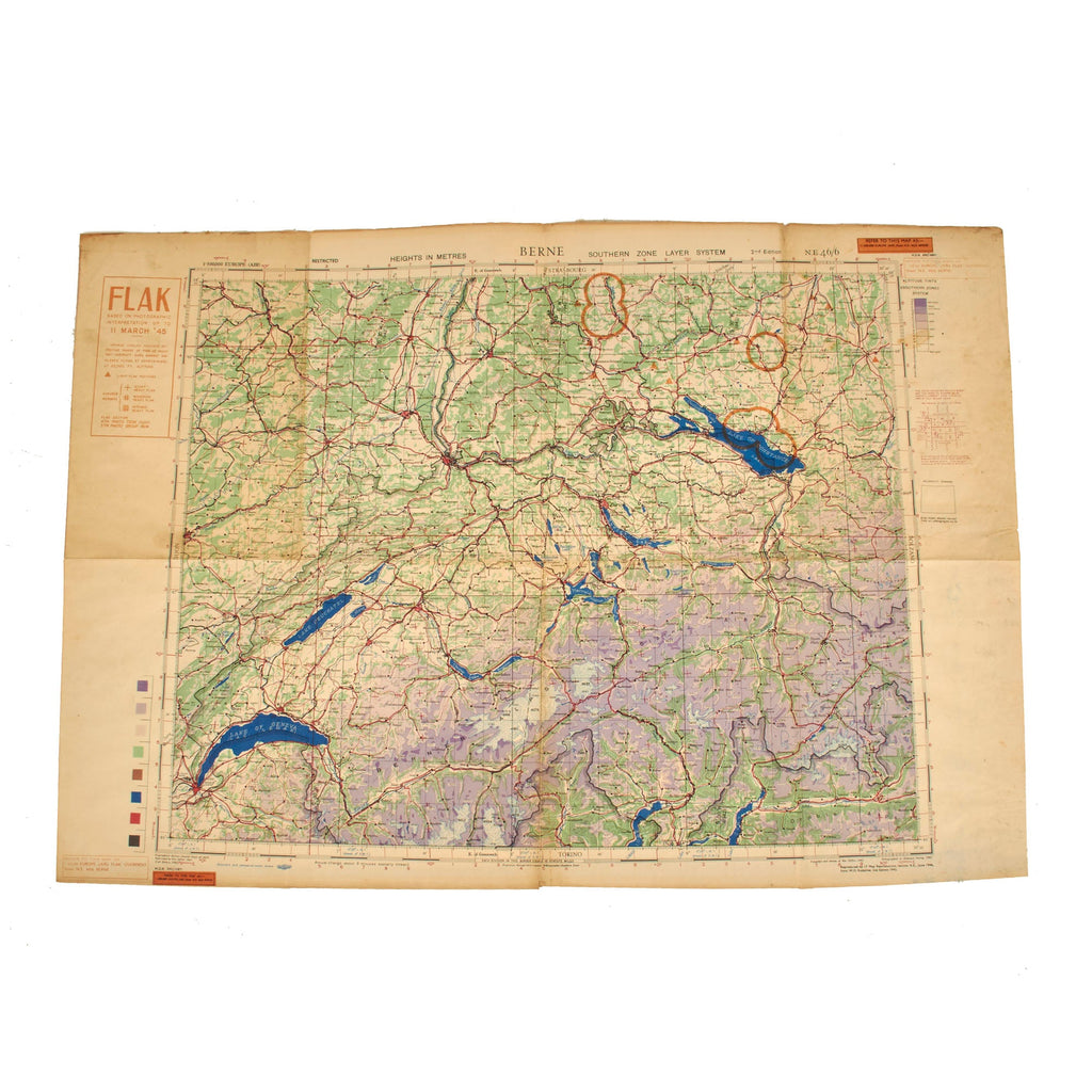 Original U.S. WWII German Flak Air Defenses Along Swiss/German Border of Lake Constance - 34” x 24” Original Items