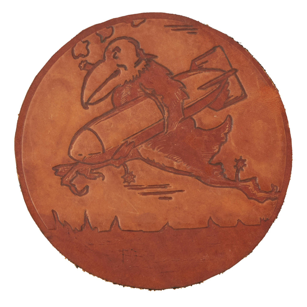 Original U.S. WWII British Made Unpainted Leather Patch For The 351st Bomb Squadron, 100th Bombardment Group, 8th Army Air Force “Bloody Hundredth” - Squadron as Seen on Apple TV+’s Masters of the Air Original Items