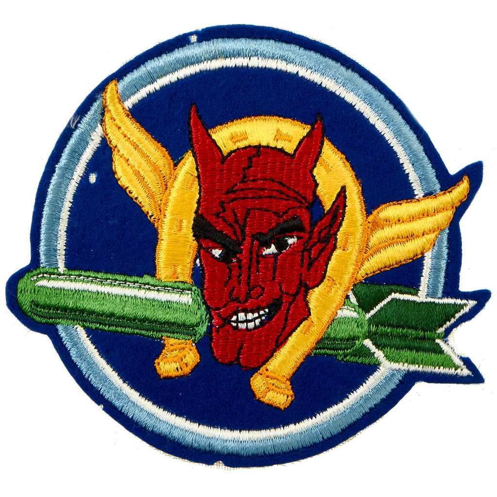 Original U.S. WWII British Made Embroidered 614th Bombardment Squadron, 401st Bombardment Group Flight Jacket Patch Original Items