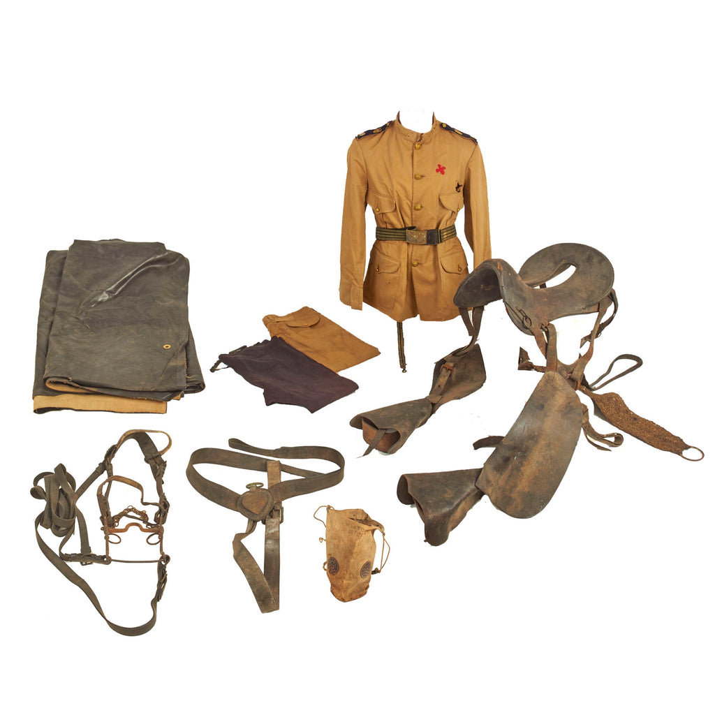 Original U.S. Spanish American War Major Focht of 15th Pennsylvania Infantry M-1898 Uniform - Keystone Saddle - NGP Marked Issue Rubber Blanket - Sword Belt - Forage Bag Original Items
