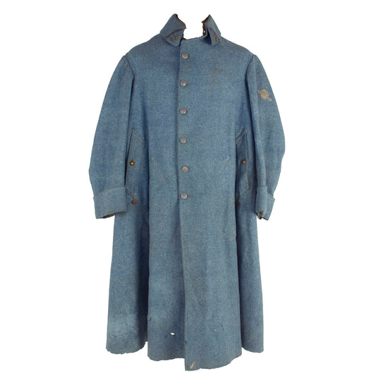 Original French WWI 154th Artillery Regiment Horizon Blue Mounted Wool Greatcoat Original Items