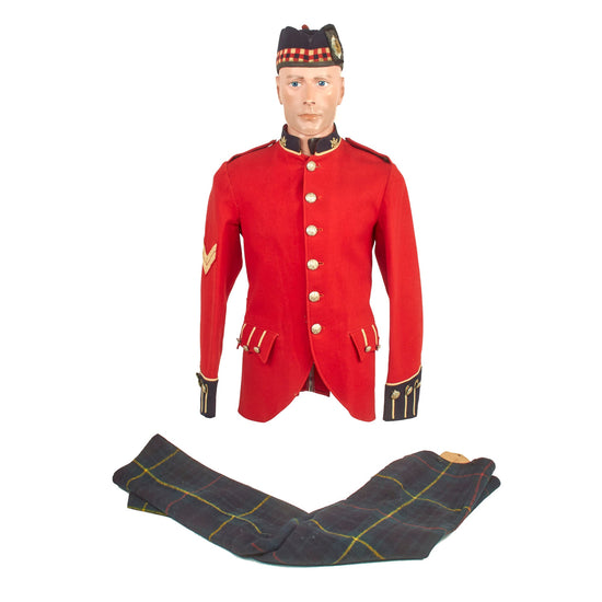 Original British Pre-WWI 8th Territorial Battalion Royal Scots Scarlet Tunic Uniform Set With Trousers and Glengarry Cap Original Items