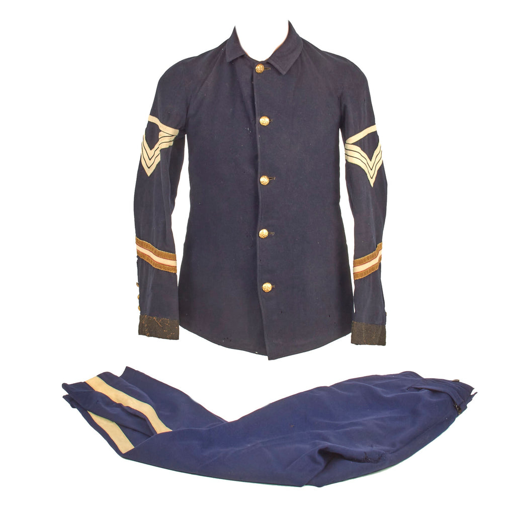 Original U.S. Indian Wars / Spanish-American War Federal Army Issue Pattern 1887 Quartermaster Sergeant Fatigue Sack Coat With Blue Trousers Original Items