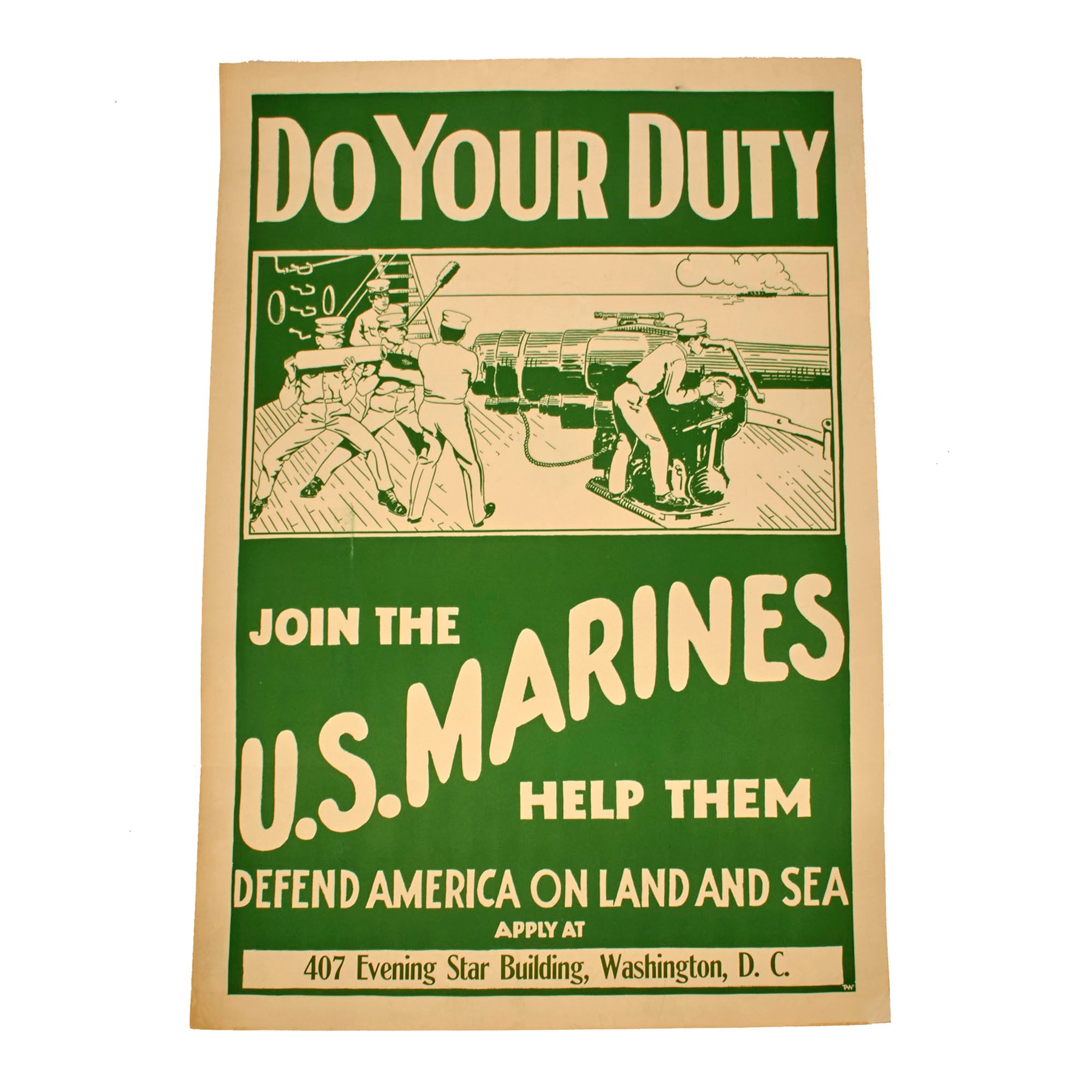Original U.S. Pre WWI US Marine Corps “Do Your Duty” Navy Ship