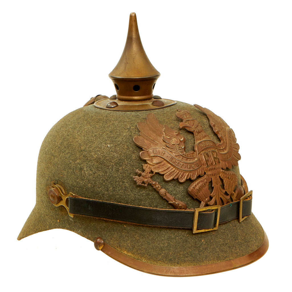 Original Imperial German WWI Prussian M1915 Infantry Ersatz Felt Pickelhaube Spiked Helmet - Filzhelm Original Items