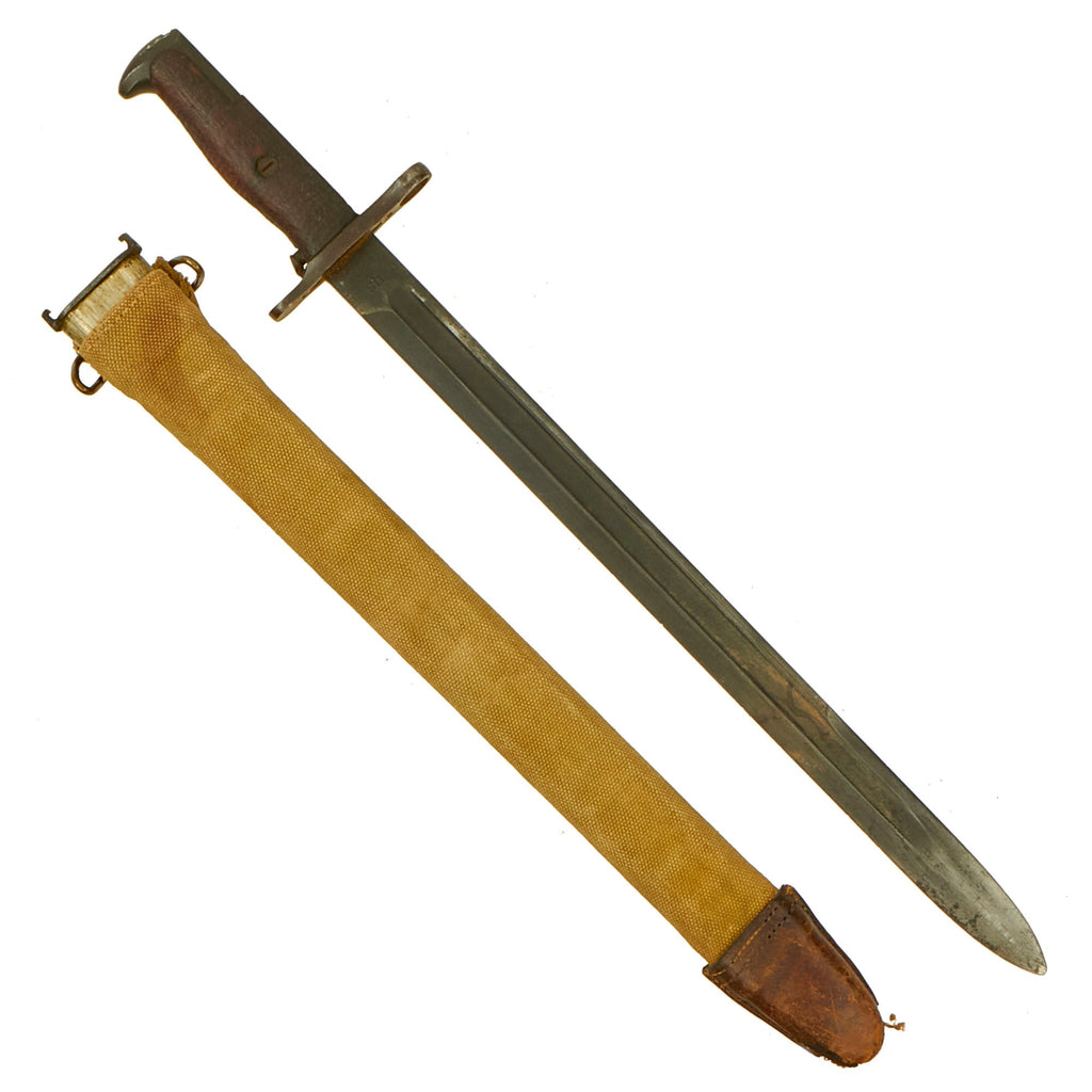 Original U.S. WWI M1905 Springfield 16 inch Rifle Bayonet marked S.A. with M1910 Scabbard - dated 1908 Original Items