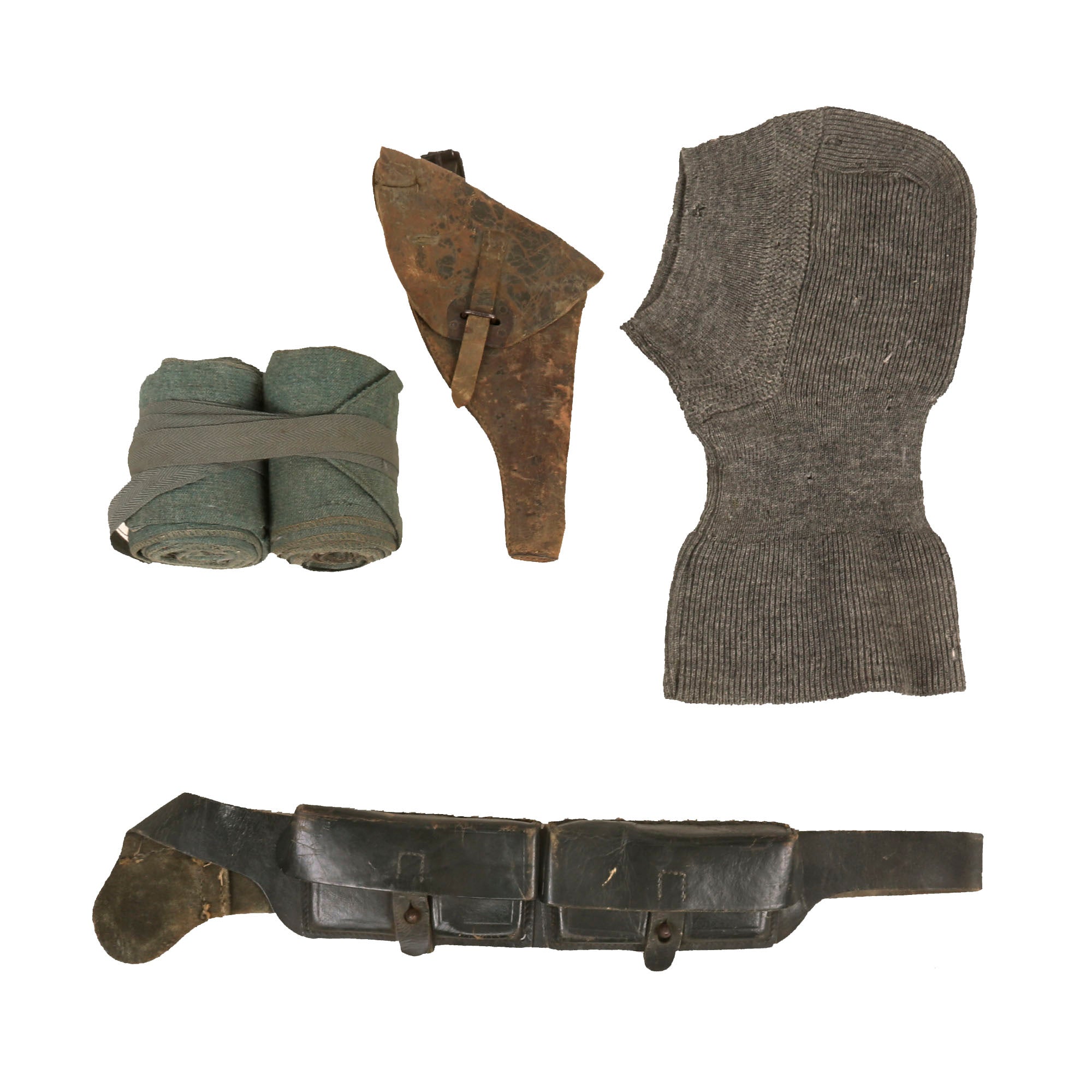 Original Italian WWII Field Gear Lot with Carcano Ammunition Bandolier & Holster