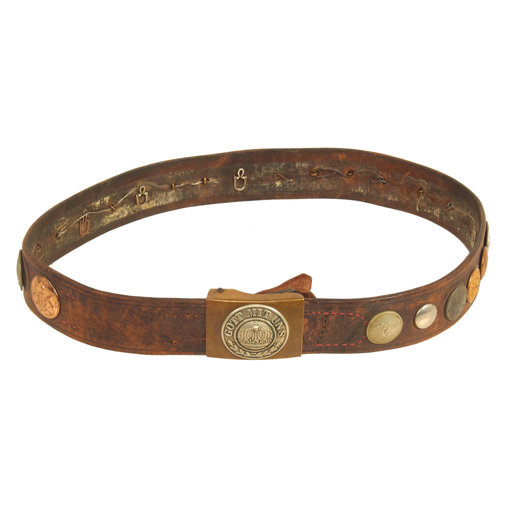 Original Imperial German WWI Hate Belt with Gott Mit Uns Prussian Buckle & 23 Attached Items Original Items