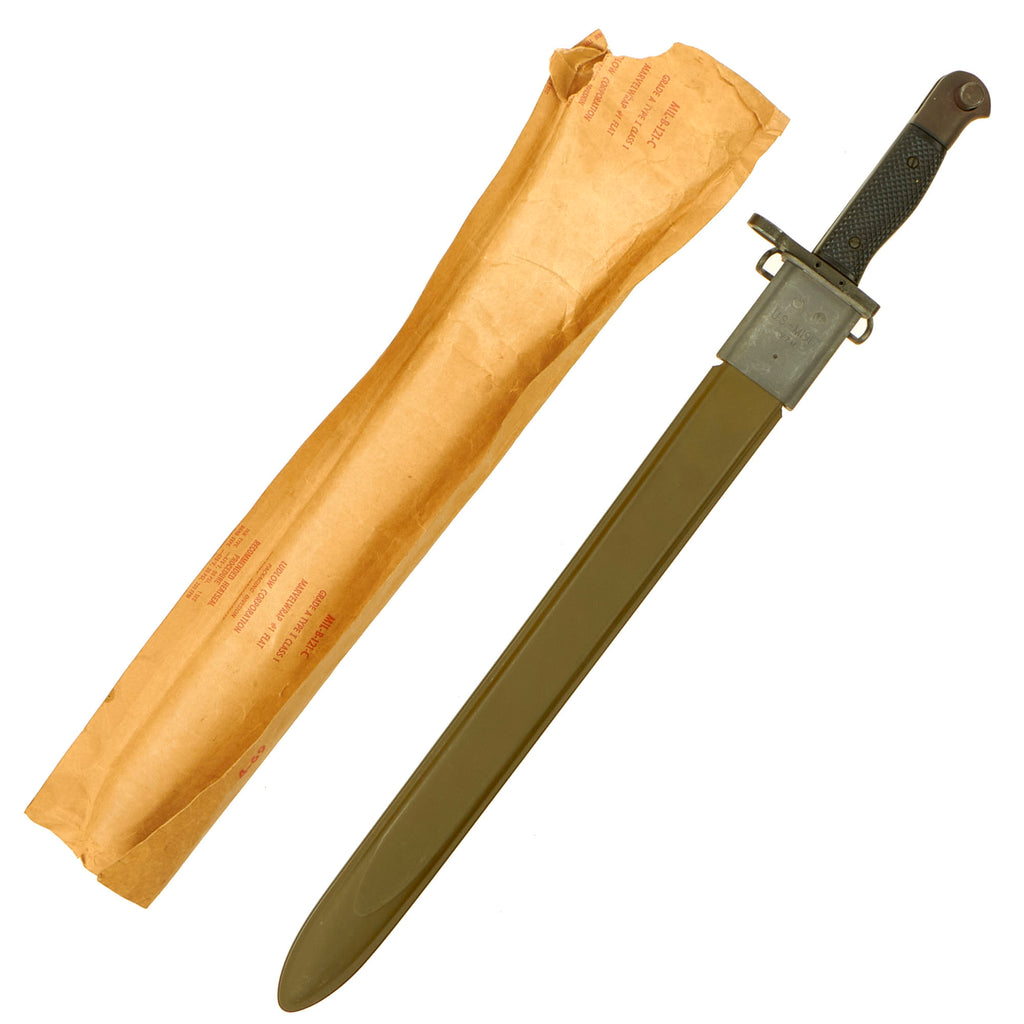 Original U.S. Vietnam War Unissued M1917 Trench Shotgun Bayonet With Scabbard by Canadian Arsenal in Original 1969 Dated Packaging Original Items
