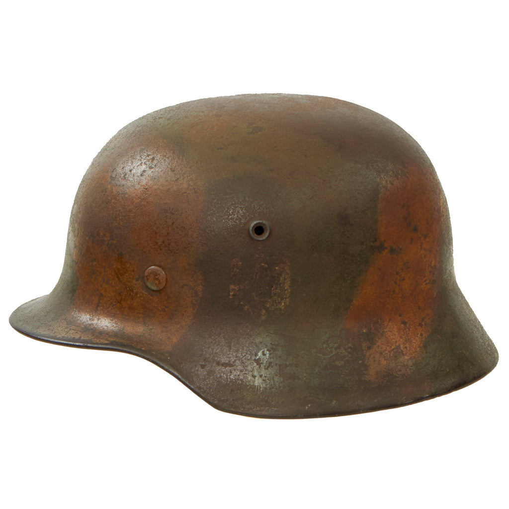 Original German WWII Army Heer M40 No Decal "Normandy" Camouflage Steel Helmet with 57cm Liner - marked NS64 Original Items