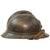 Original French WWI Issue Model 1915 Adrian Helmet in Horizon Blue with RF Badge and First Pattern Liner - Complete Original Items