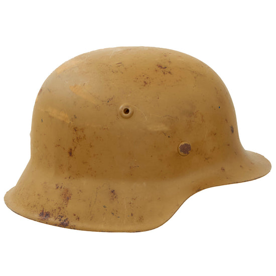 Original German WWII M42 Unissued Army Heer "Ordnance Tan" Painted Helmet with 55cm Liner & 1944 Dated Chinstrap - stamped hkp62 Original Items